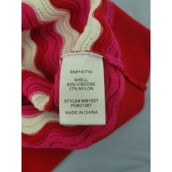 Hyacinth House Ruby Wave Stripe Callie Crewneck Sweater Size M Red Pink - Picture 7 of 7